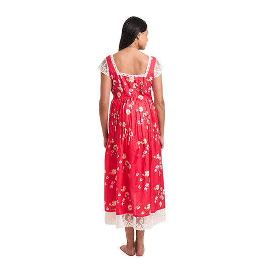 Red Monkey Floral Chantilly Lace Maxi Dress