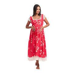 Red Monkey Floral Chantilly Lace Maxi Dress