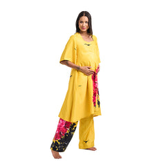 Chinese Floral Print Cotton Satin Maternity Co-Ord Set