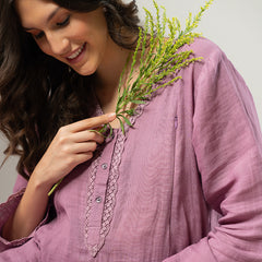 Mauve Organic Cotton Linen Cord Set