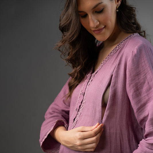 Mauve Organic Cotton Linen Cord Set