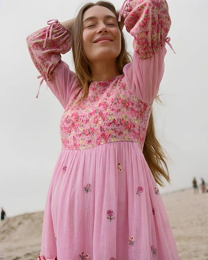 Candy roses mulmul maxi dress