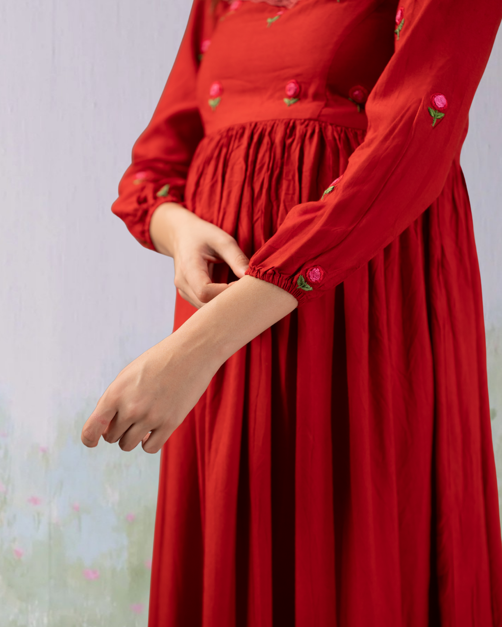 Scarlet Red Mulberry Cotton Maternity Dress