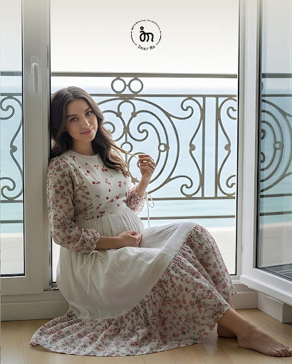 Snow bloom mulmul midi dress