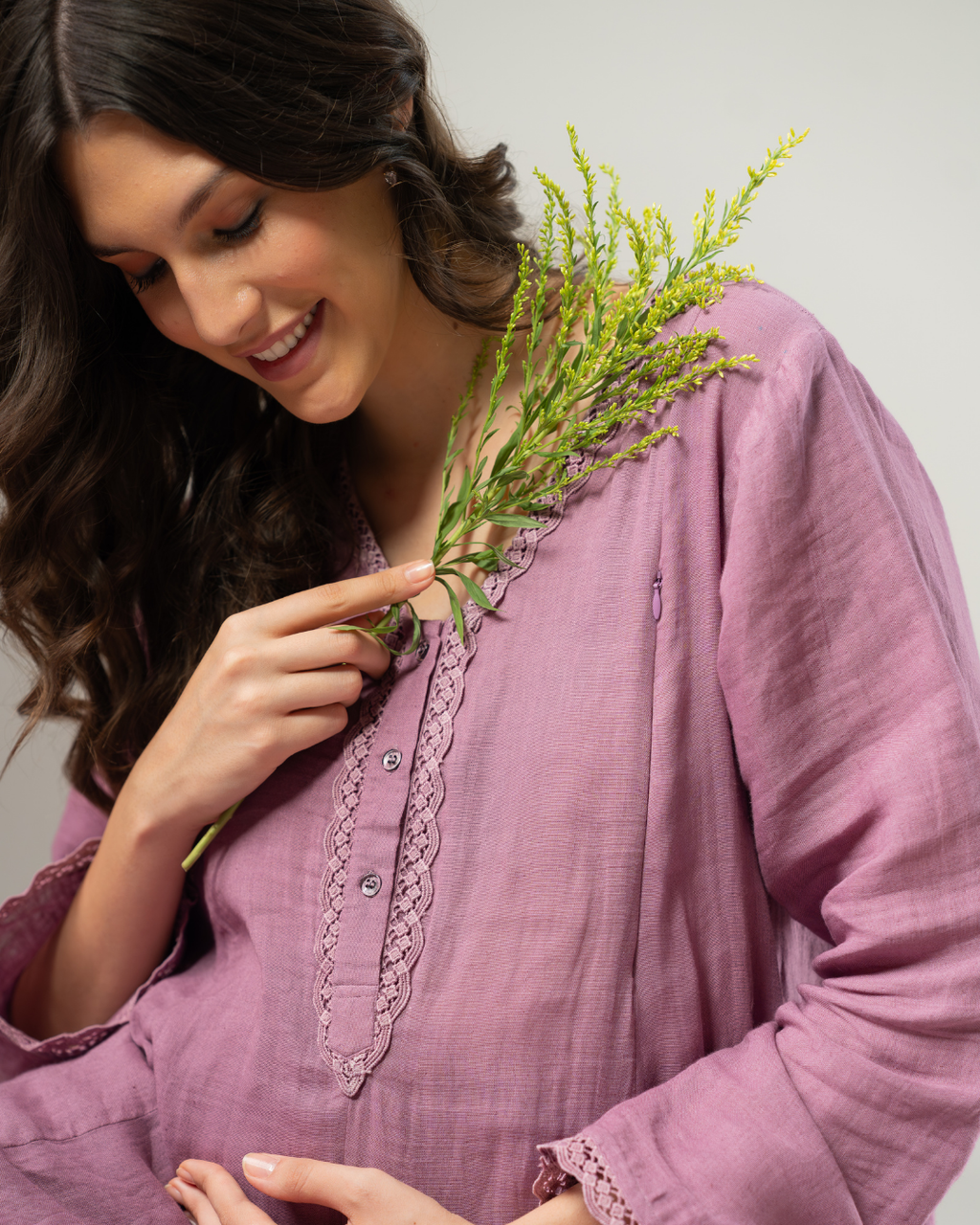 Mauve Organic Cotton Linen Cord Set