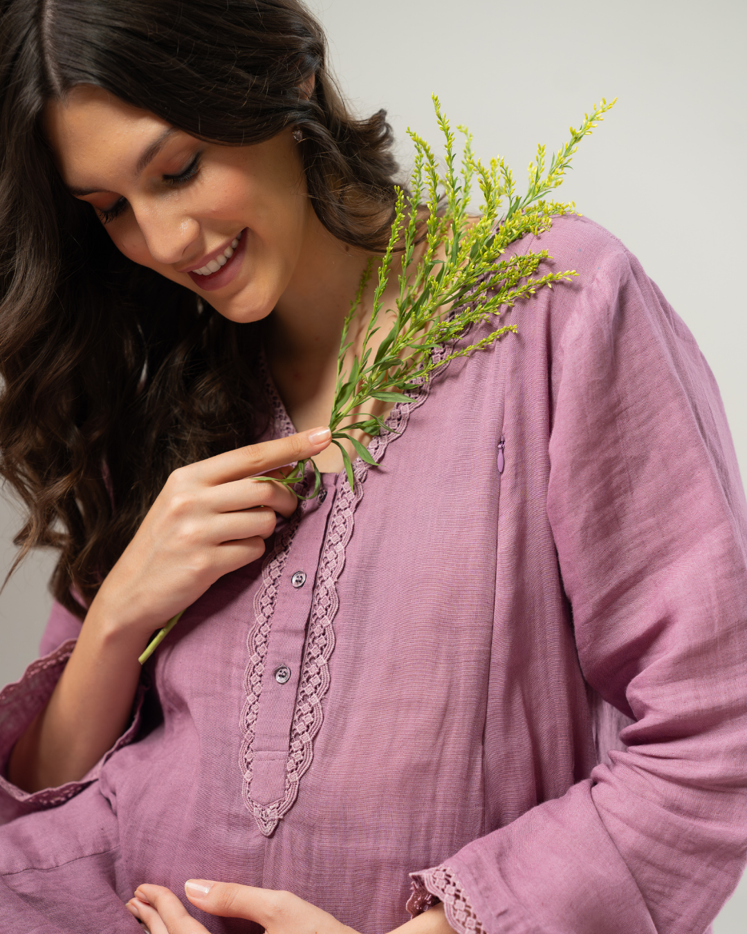 Mauve Organic Cotton Linen Cord Set