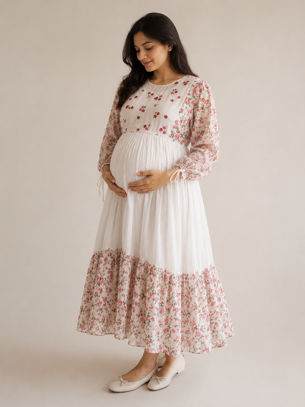 Snow bloom mulmul midi dress