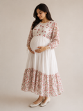 Snow bloom mulmul midi dress