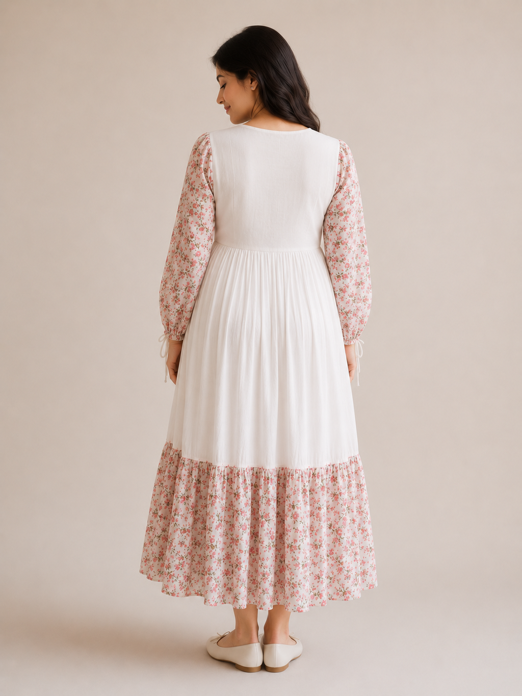Snow bloom mulmul midi dress