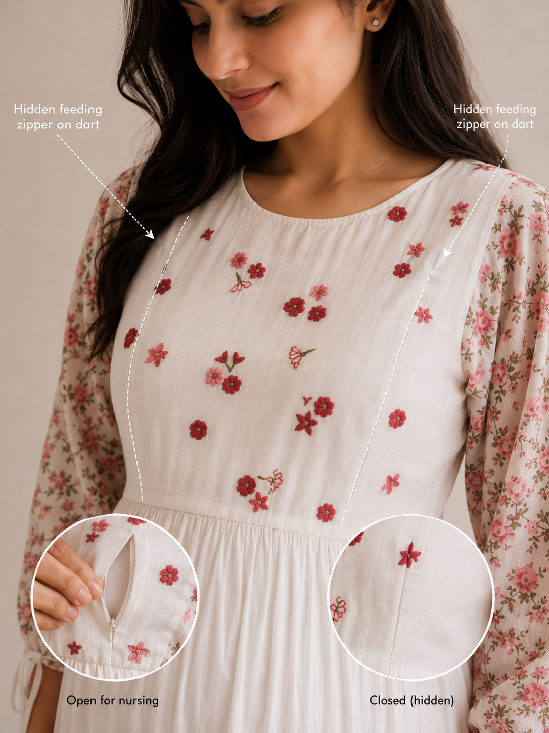 Snow bloom mulmul midi dress