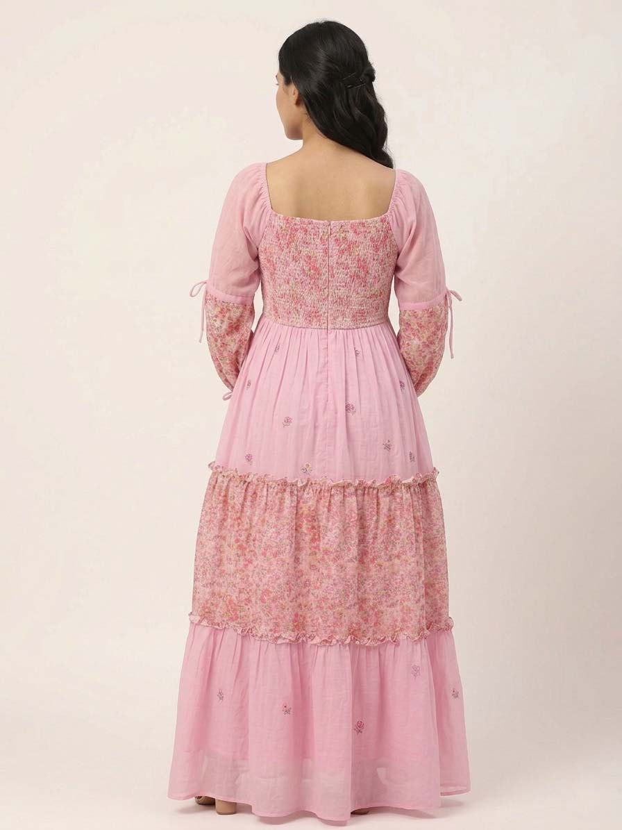 Candy roses mulmul maxi dress