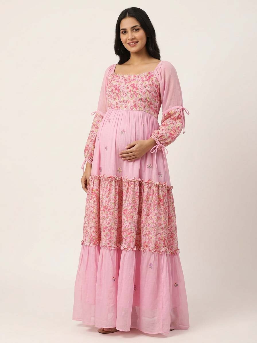 Candy roses mulmul maxi dress