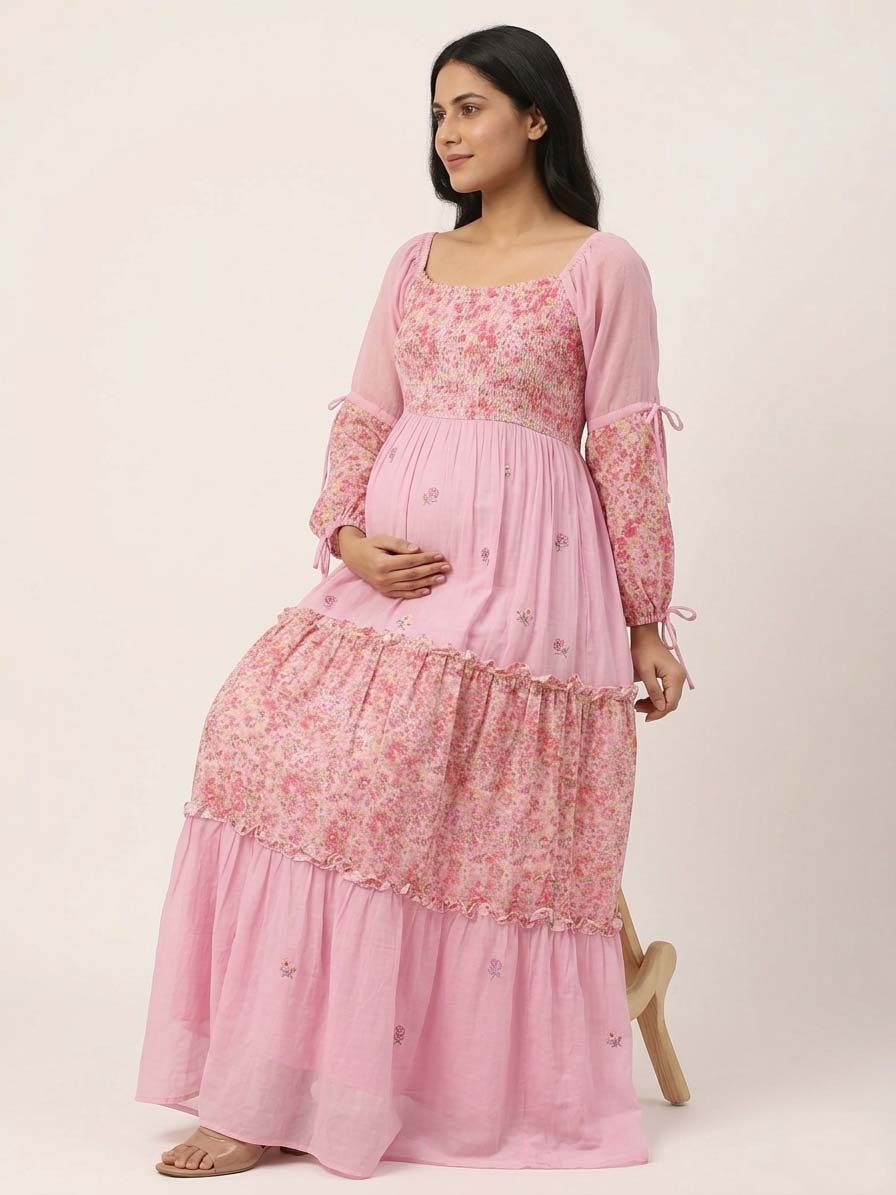 Candy roses mulmul maxi dress