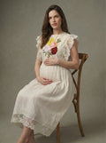Misty foliage french lace midi dress