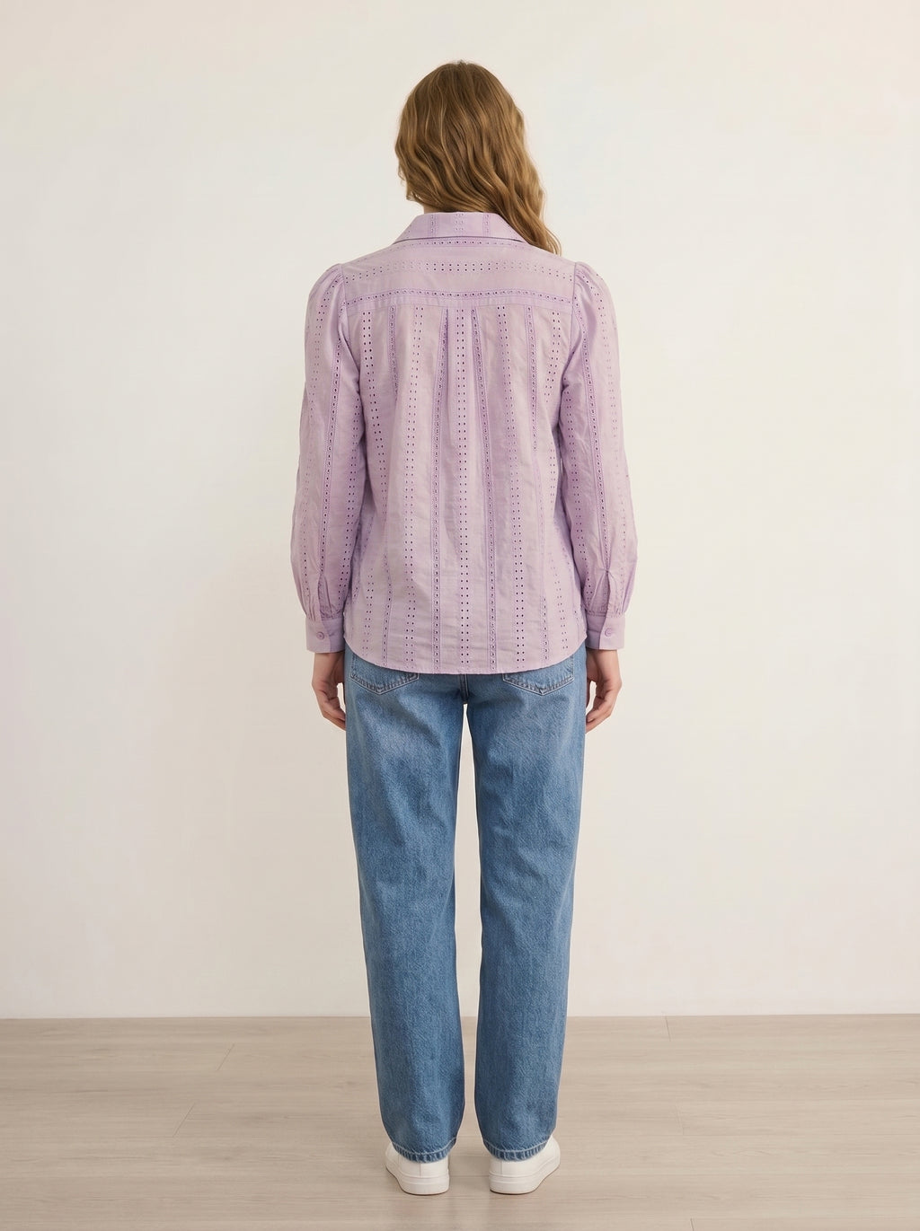 lilac eyelet maternity shirt