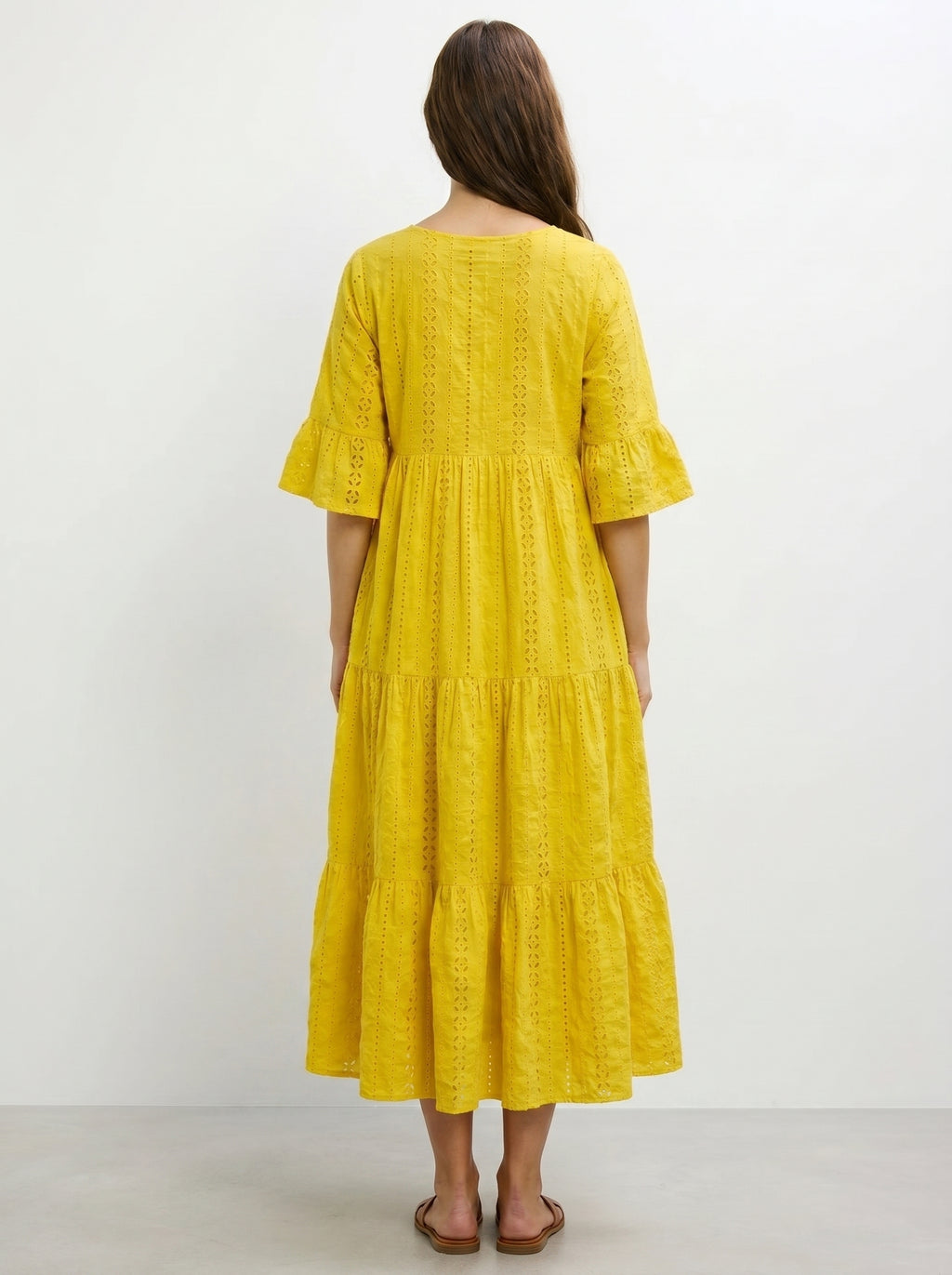 Daffodil Pure Cotton Schiffli Maxi Dress