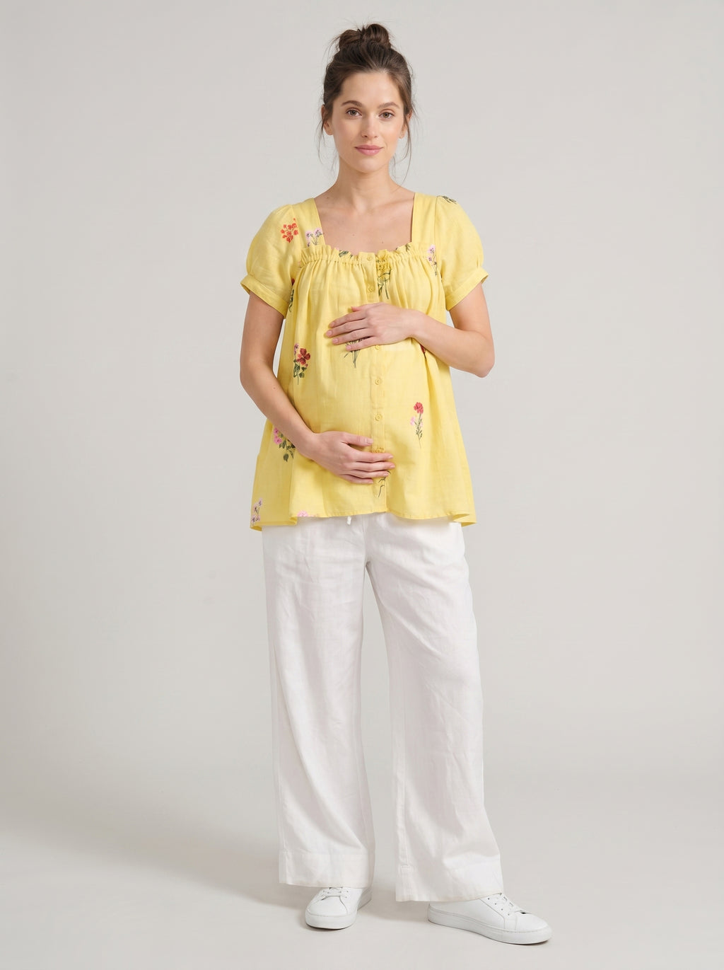 Daffodil Yellow Botanical Maternity Tunic Co-Ord Set