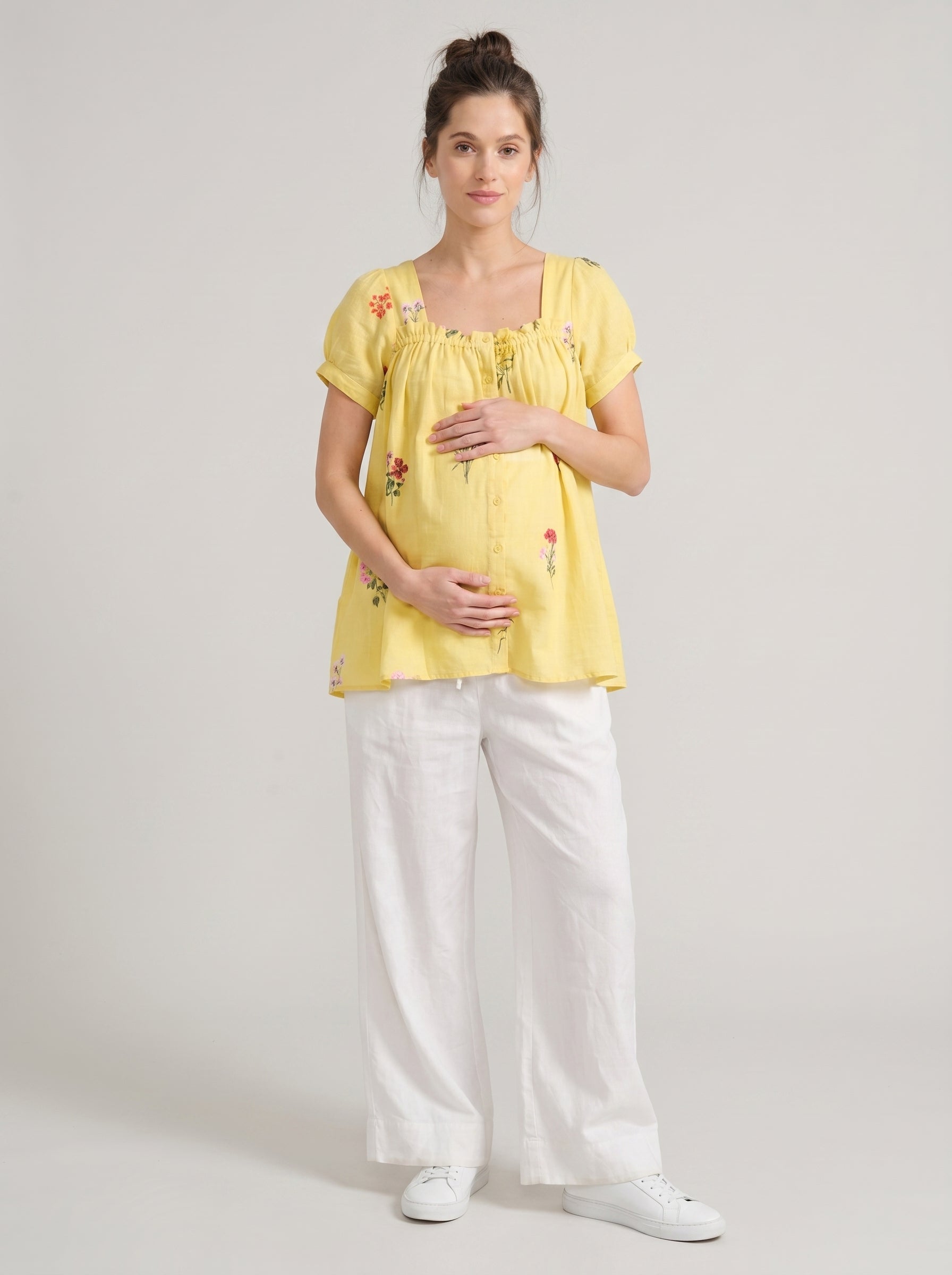 Daffodil Yellow Botanical Maternity Tunic Co-Ord Set
