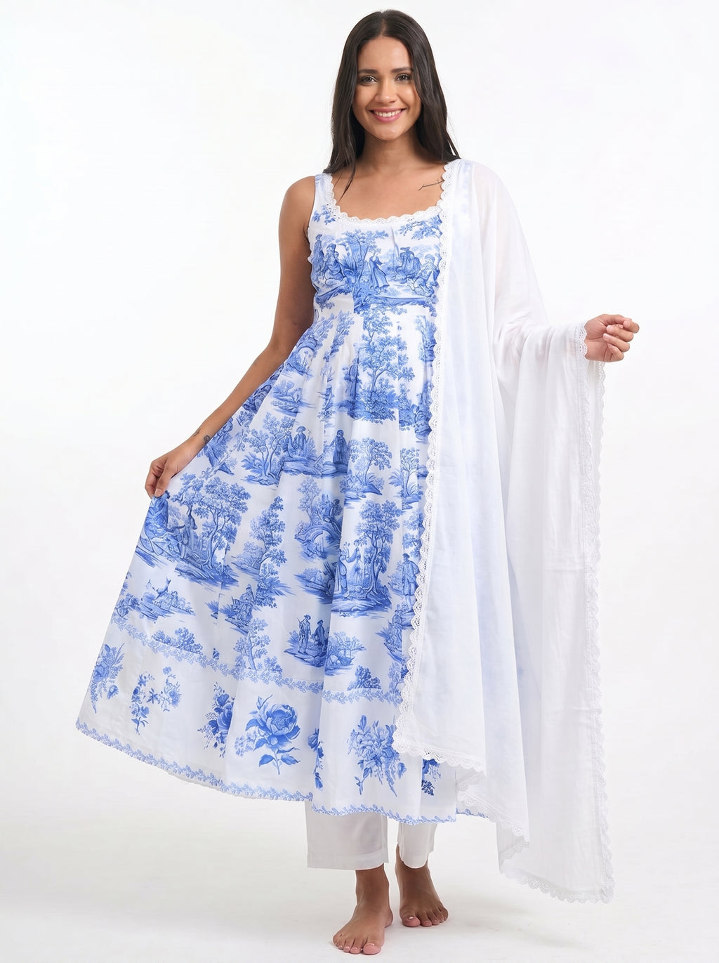 THE BLUE VINTAGE MATERNITY ANARKALI SUIT