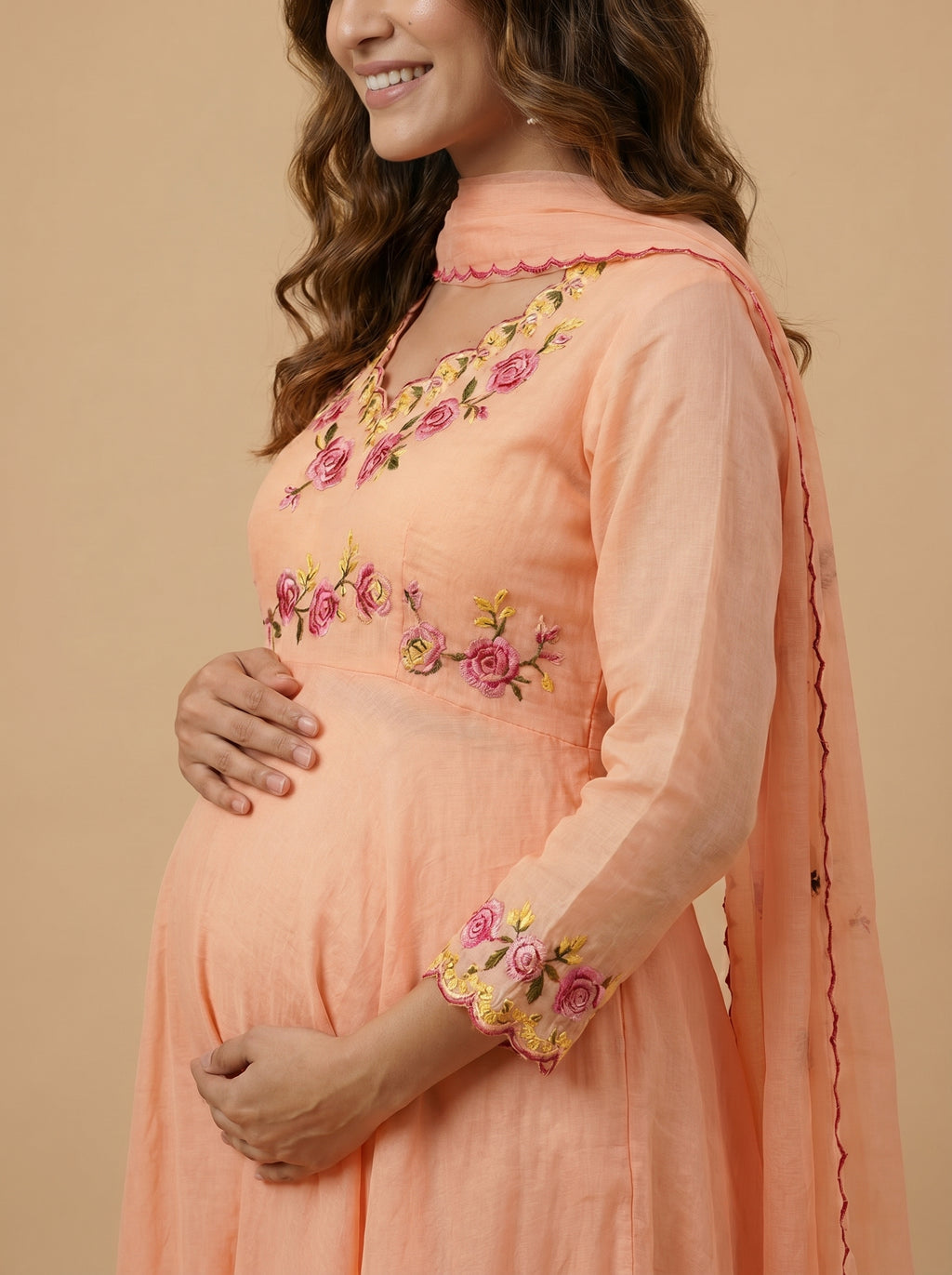 ROSES AND PEACHES MATERNITY ANARKALI SET