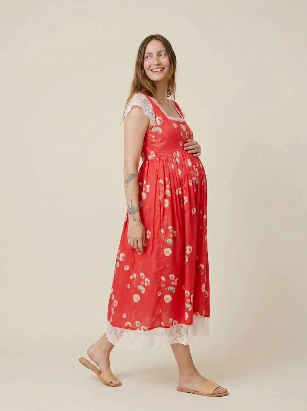 Red Monkey Floral Chantilly Lace Maxi Dress