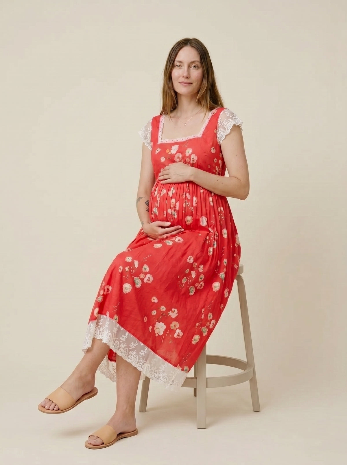 Red Monkey Floral Chantilly Lace Maxi Dress