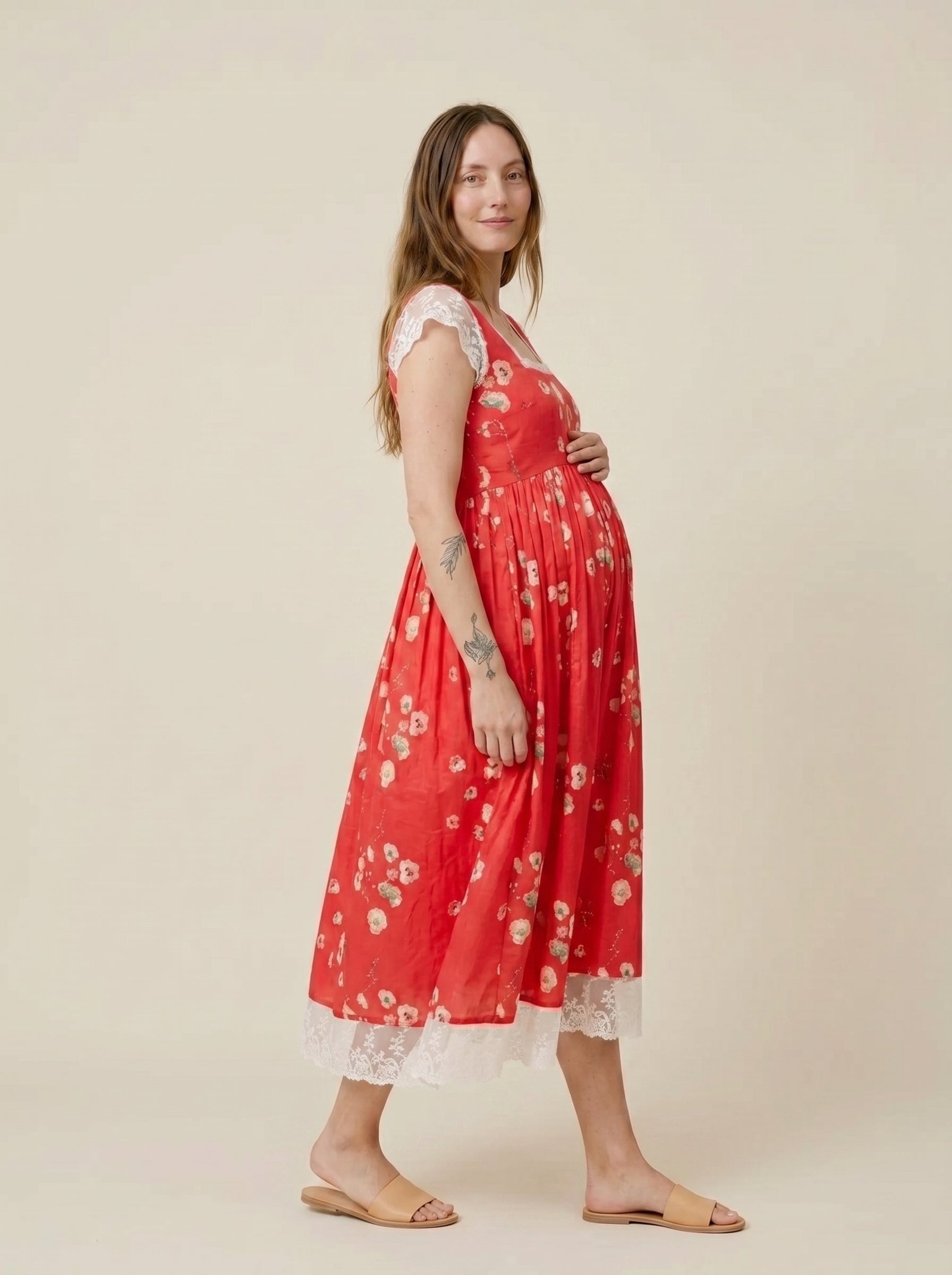 Red Monkey Floral Chantilly Lace Maxi Dress
