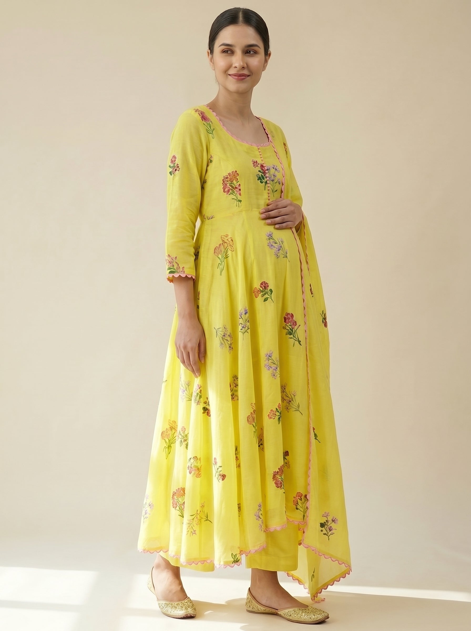 CITRUS BOTANICALS MATERNITY ANARKALI SUIT