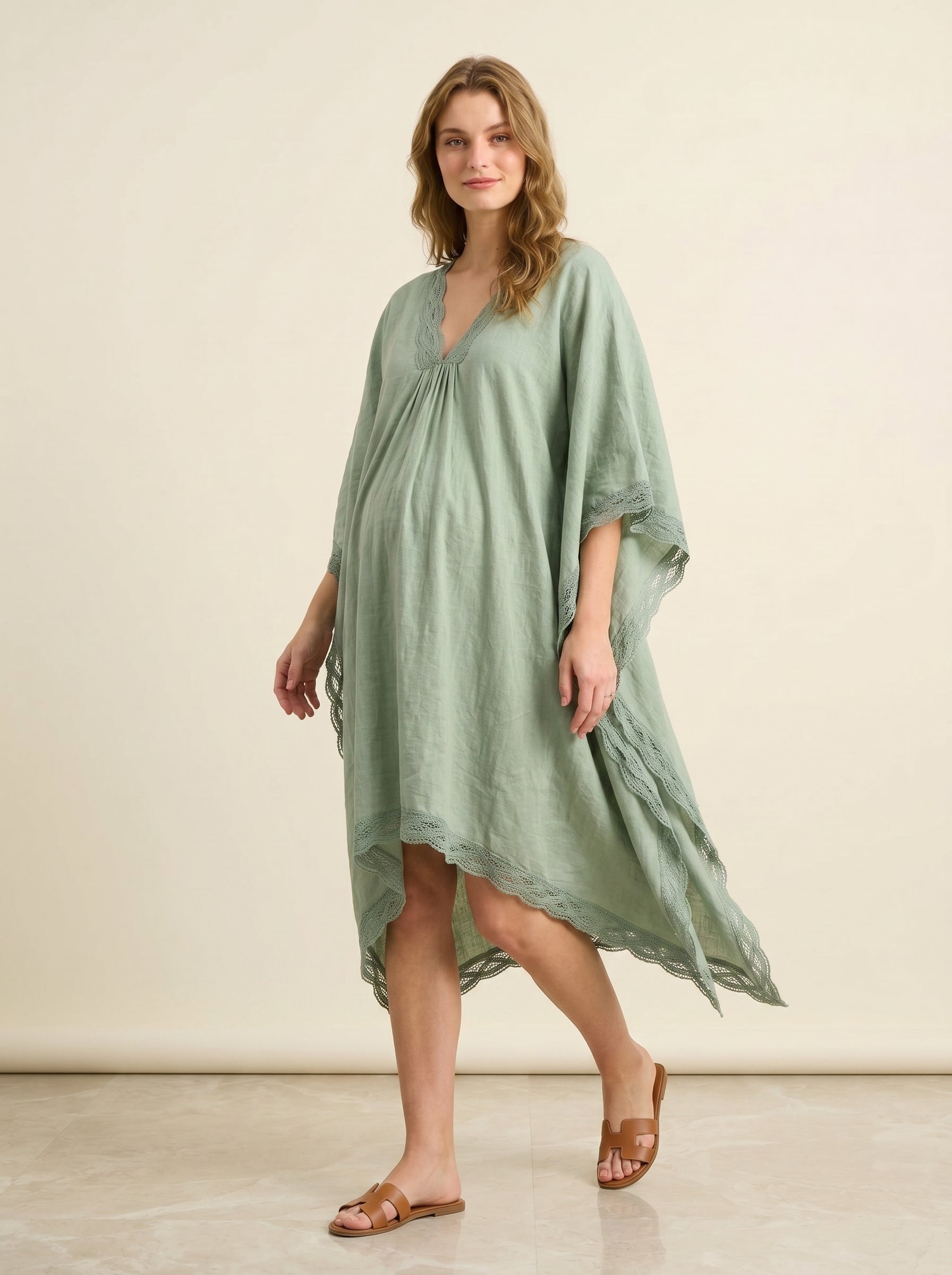 sage organic maternity kaftan