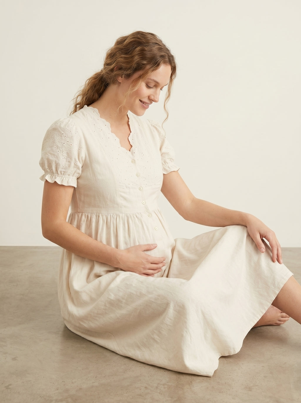 SNOW WHITE EYE LET MATERNITY LOUNGE DRESS