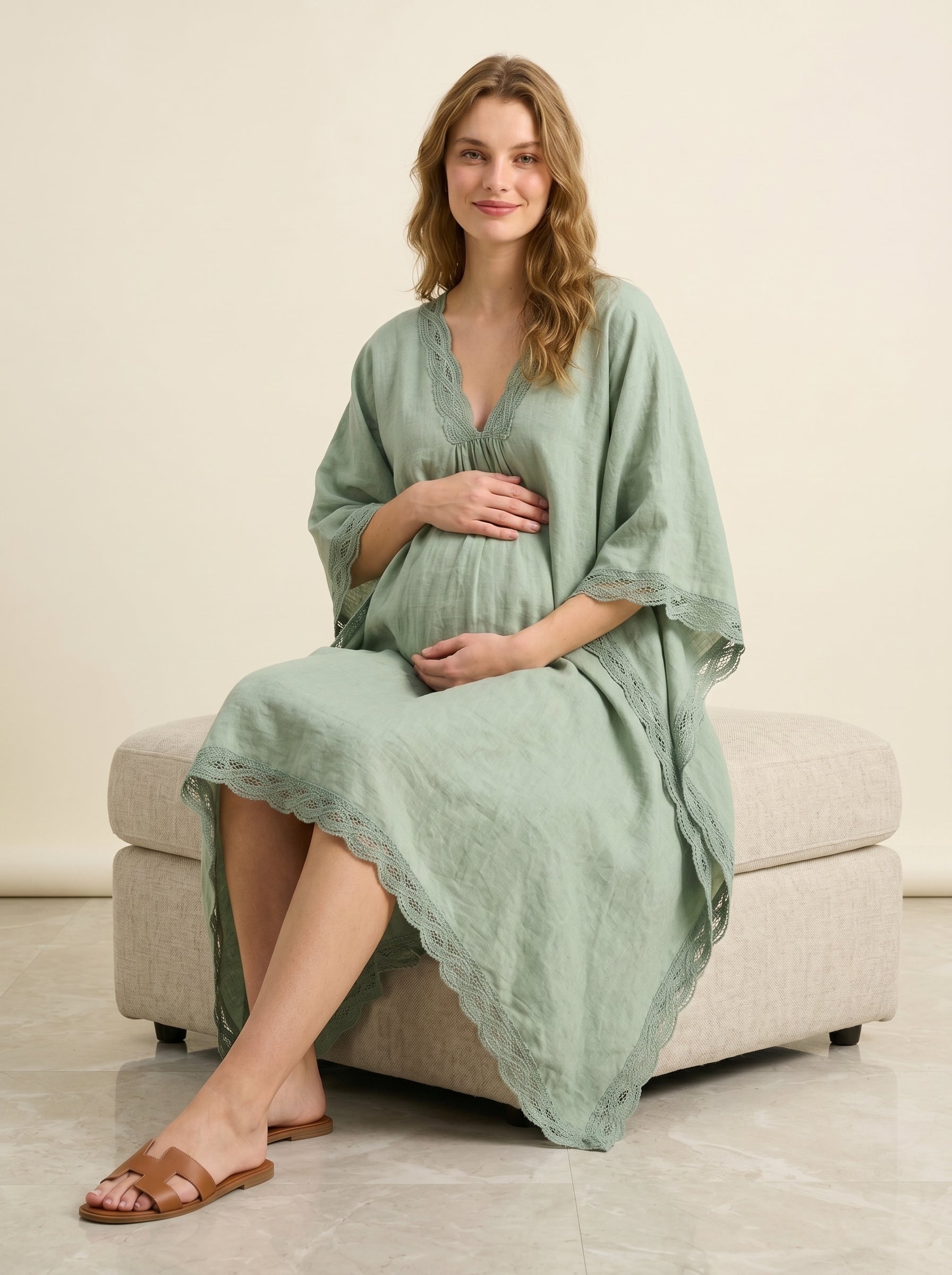 sage organic maternity kaftan