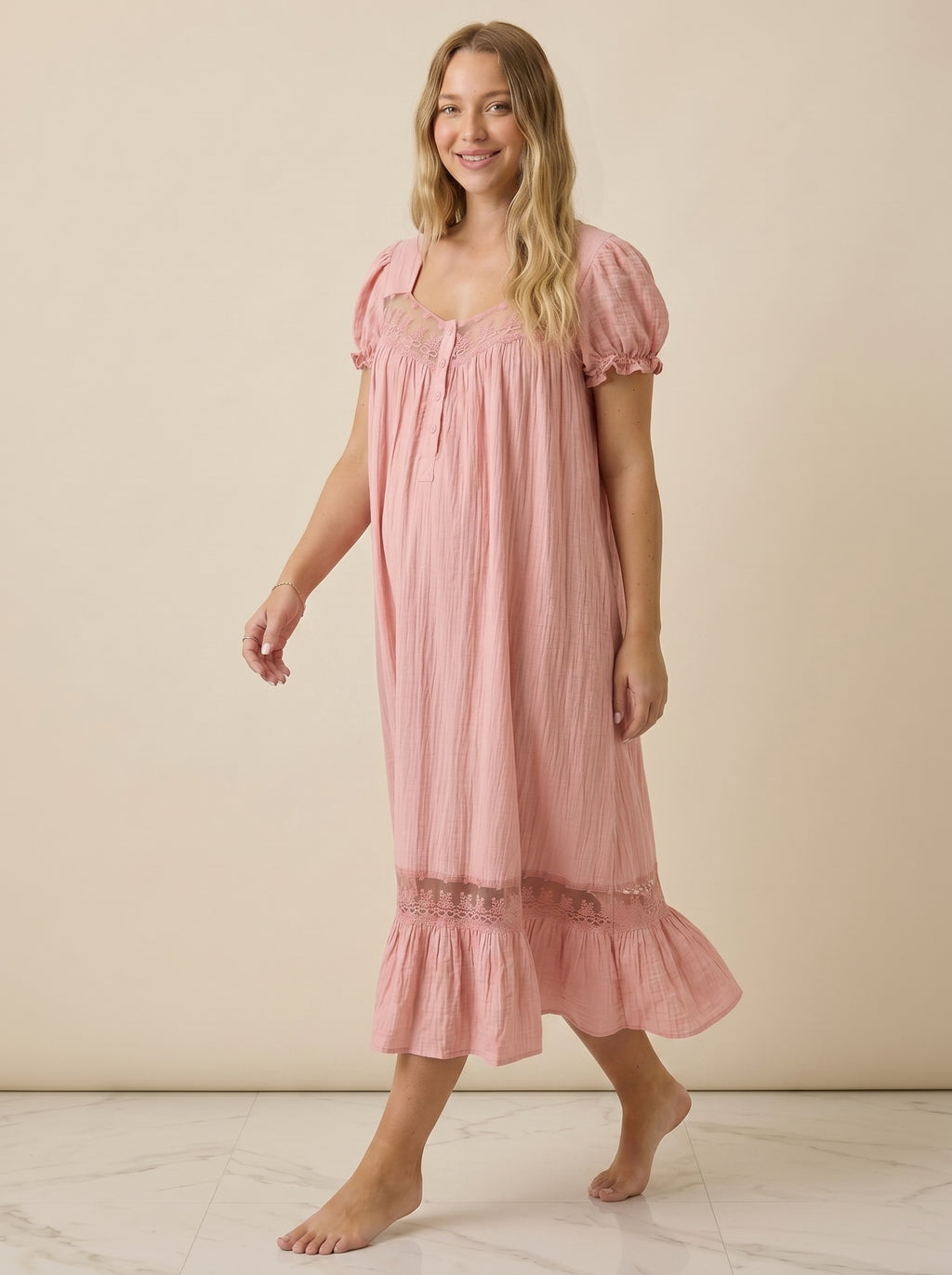 choco pink french vintage maternity lounge dress