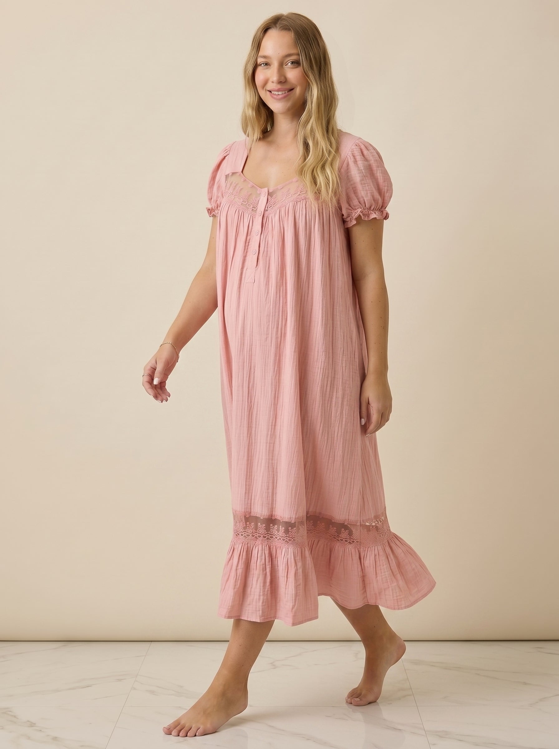 choco pink french vintage maternity lounge dress