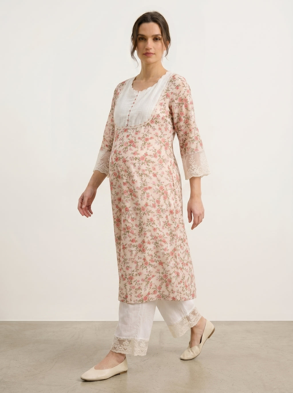 SNOW WHITE MATERNITY KURTA SET
