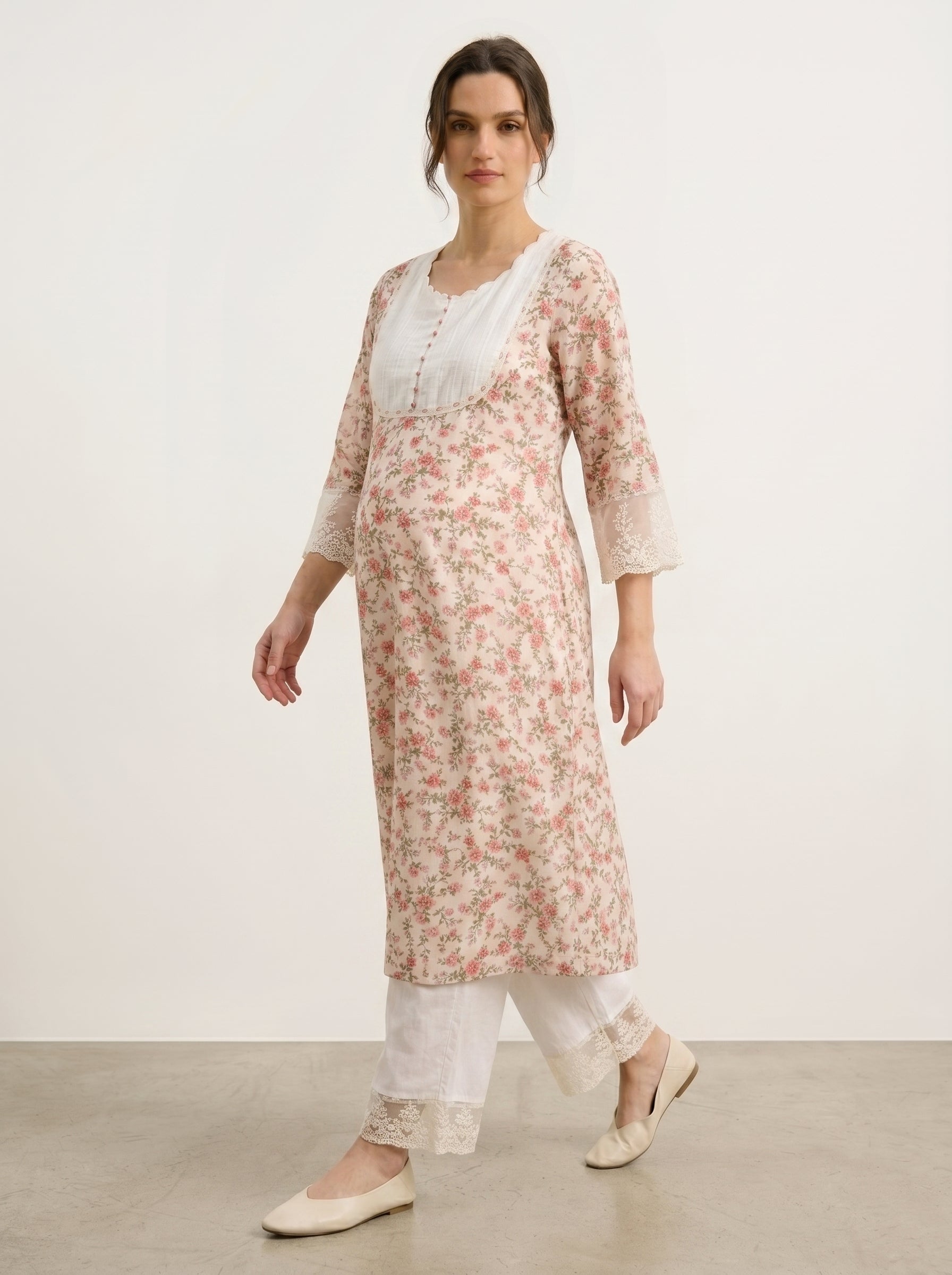 SNOW WHITE MATERNITY KURTA SET