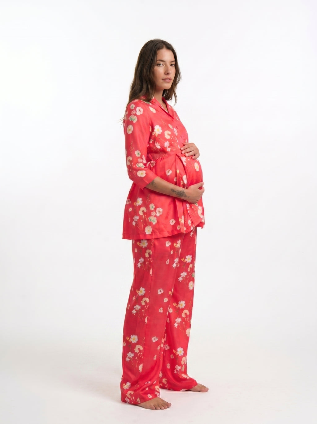 Red Monkey Floral Maternity & Nursing Peplum Co-Ord Set