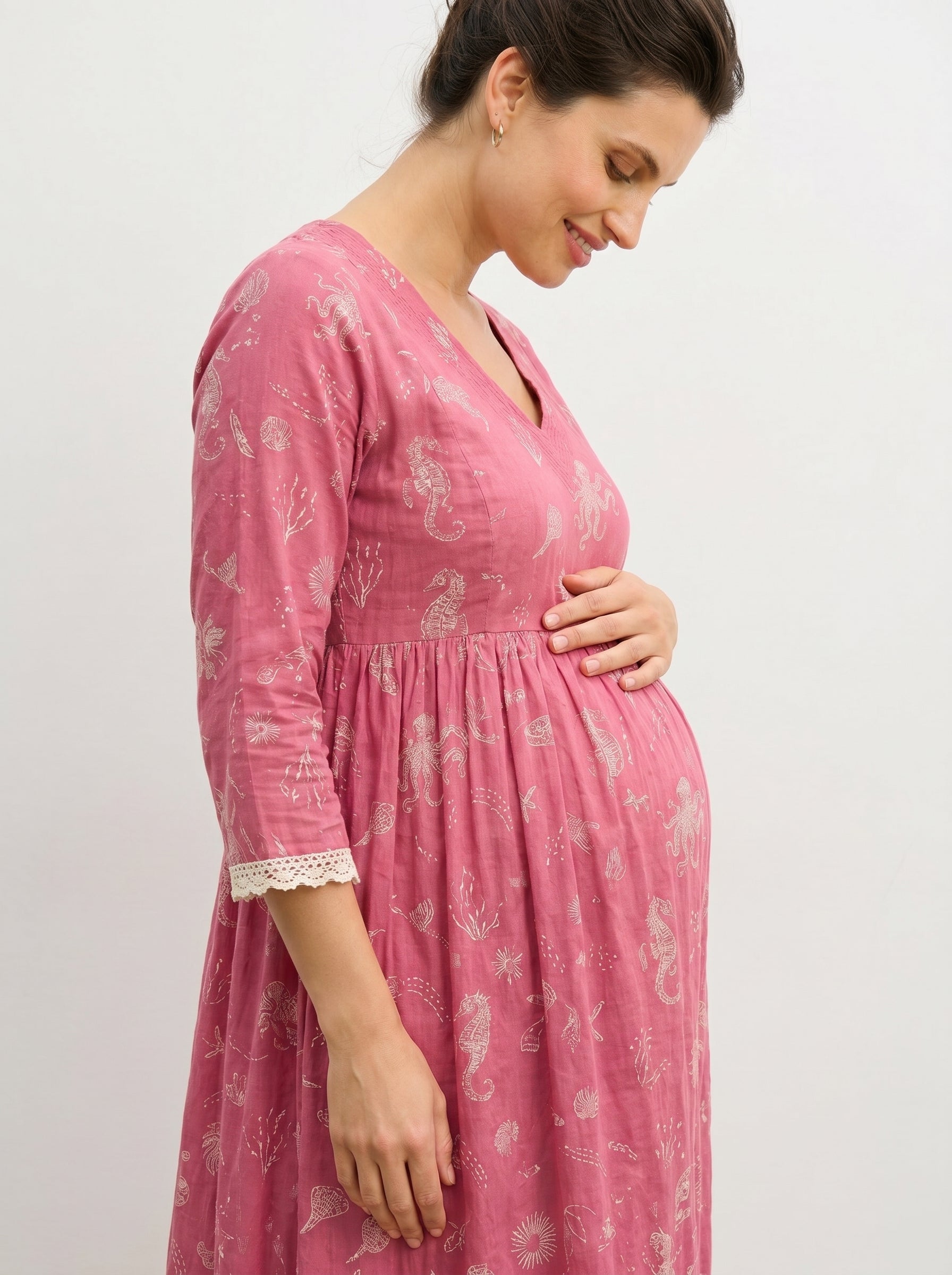 Coral stars midi dress