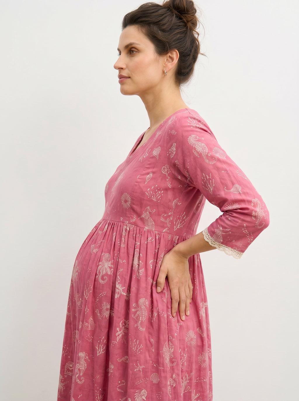 Coral stars midi dress