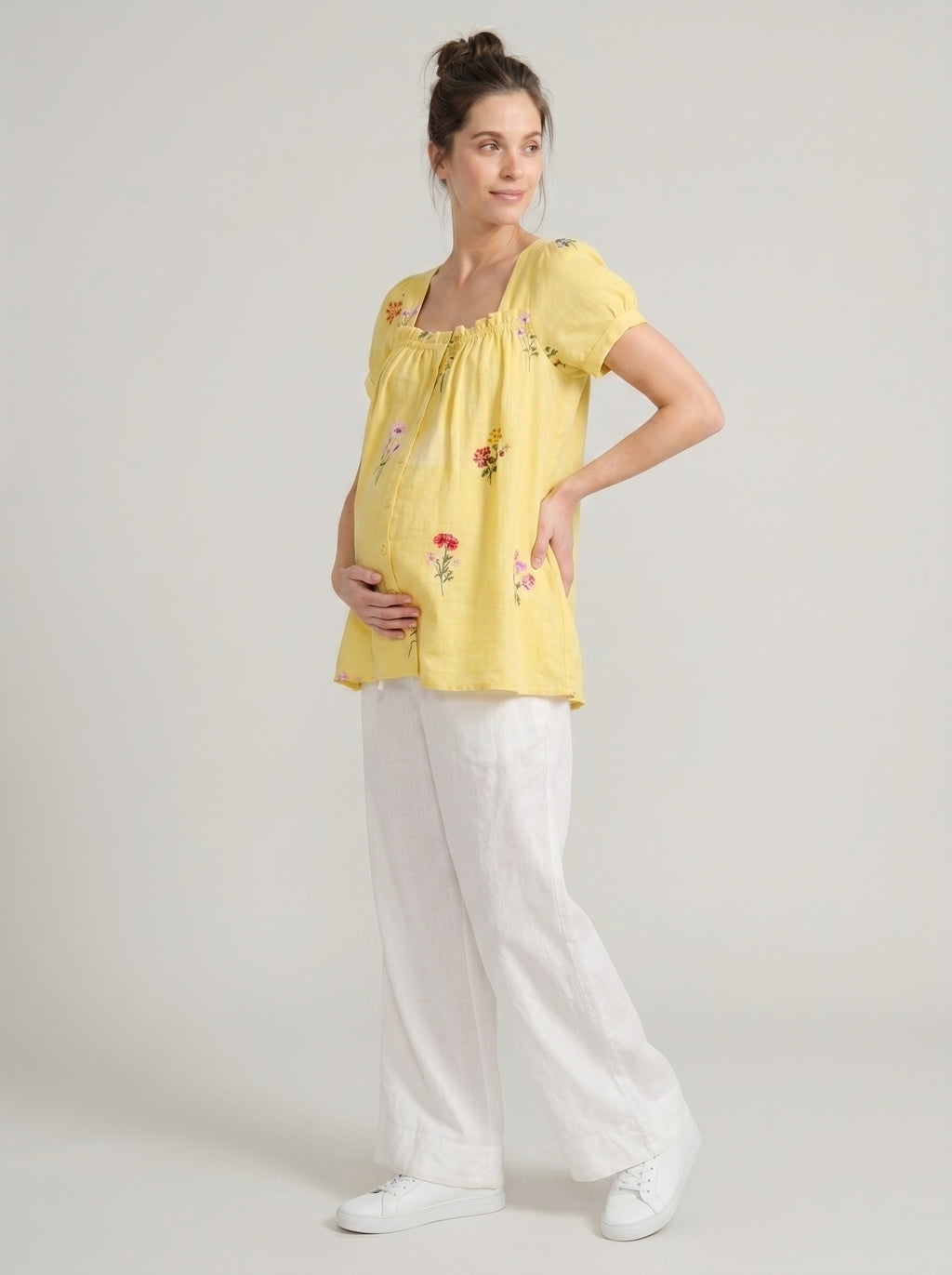 Daffodil Yellow Botanical Maternity Tunic Co-Ord Set