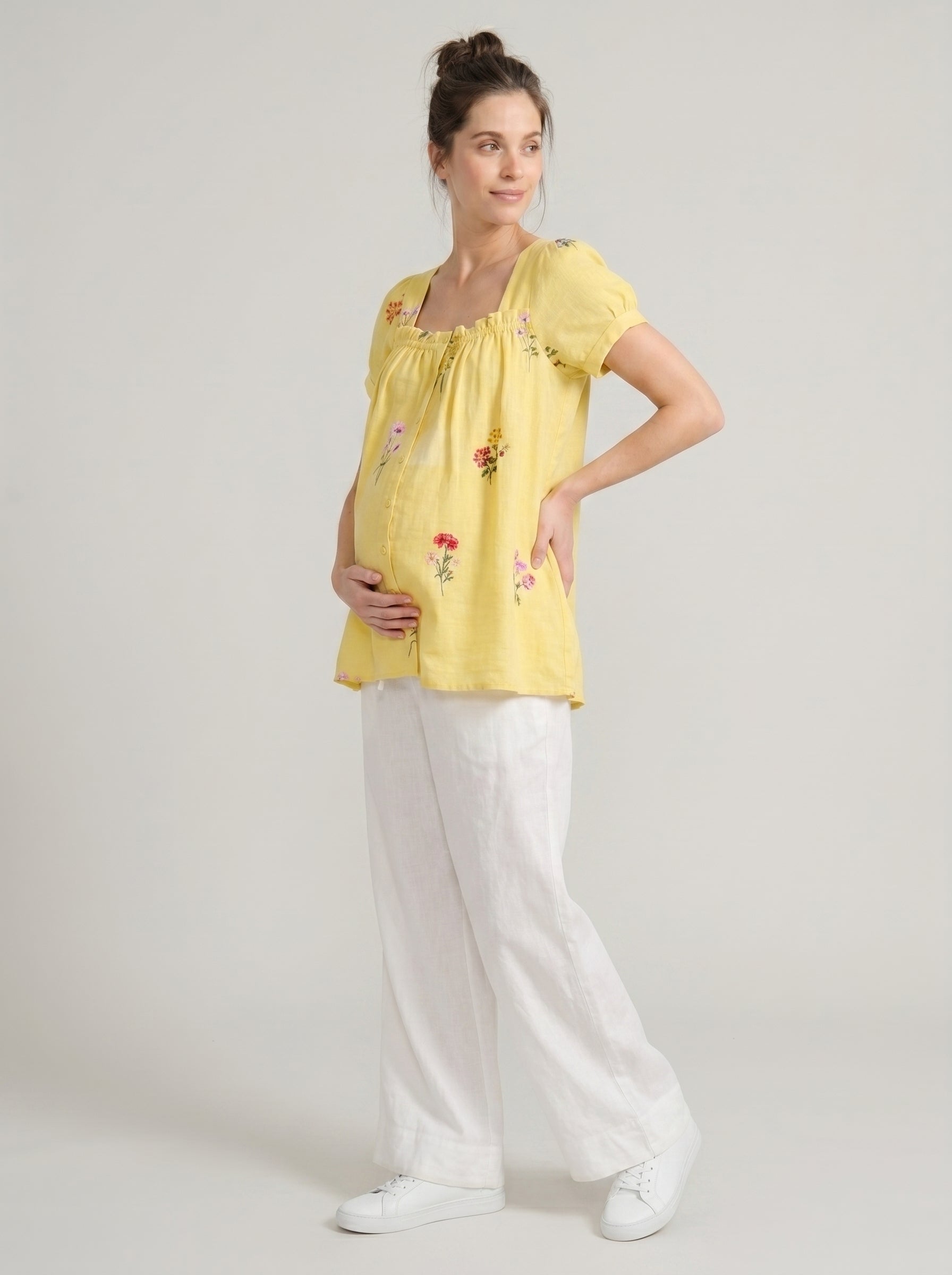 Daffodil Yellow Botanical Maternity Tunic Co-Ord Set