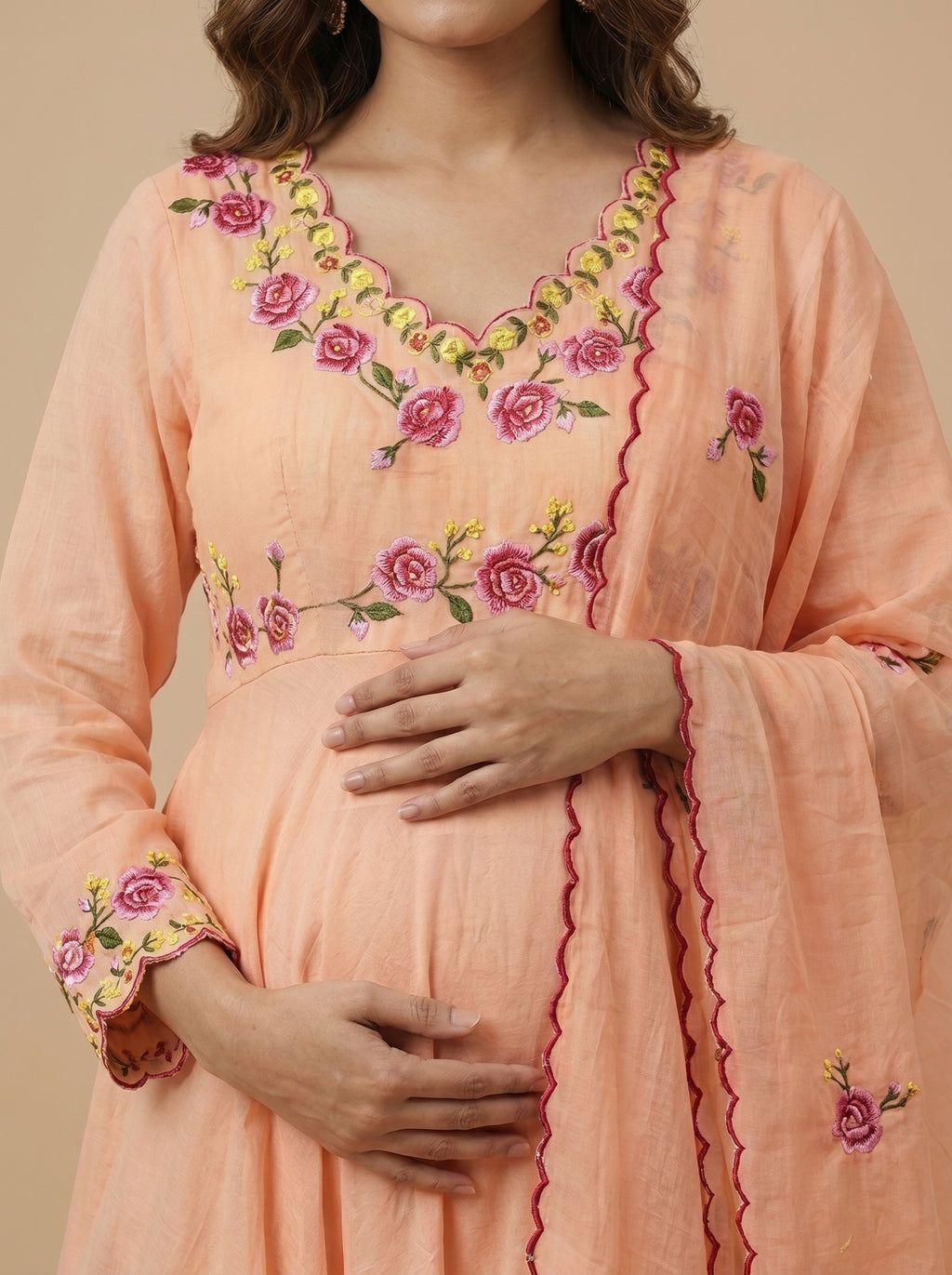 ROSES AND PEACHES MATERNITY ANARKALI SET