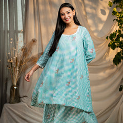 Organic Mul Eyes Blue Printed Layered Dress