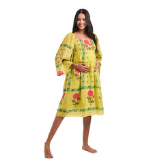 Marigold Block Print Mulmul Midi Resort Dress – Eastman Green