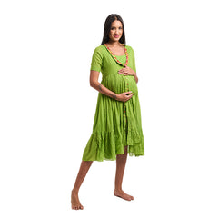 Eastman Green Two-Layer Mul Cotton Nursing Midi Dress