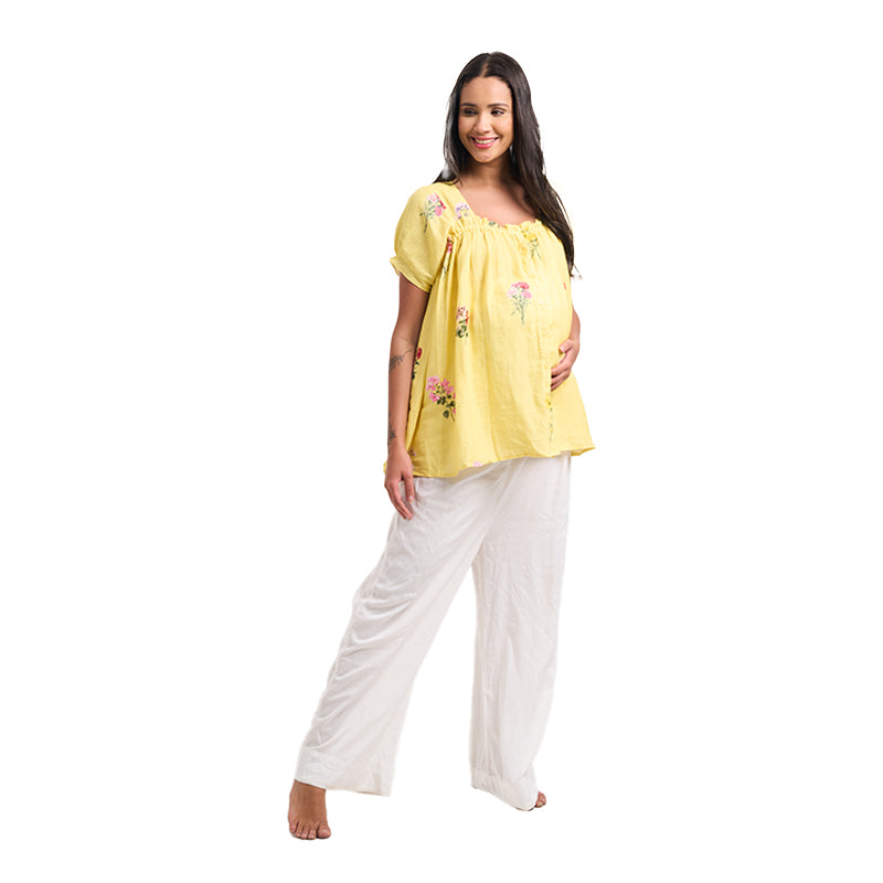 Daffodil Yellow Botanical Maternity Tunic Co-Ord Set
