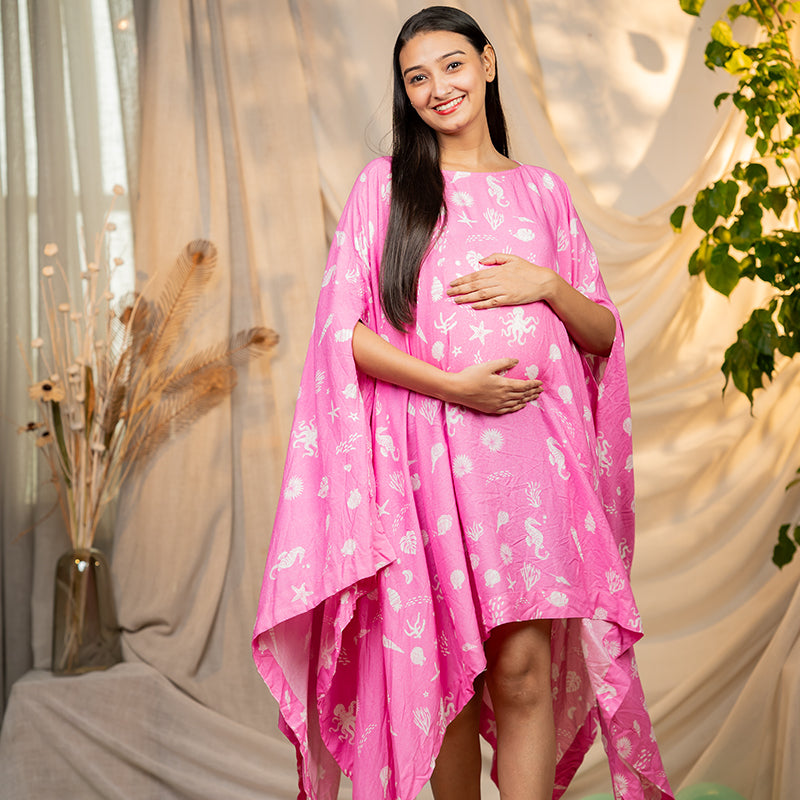 Organic Mul Taffy Pink Printed Layered Dress