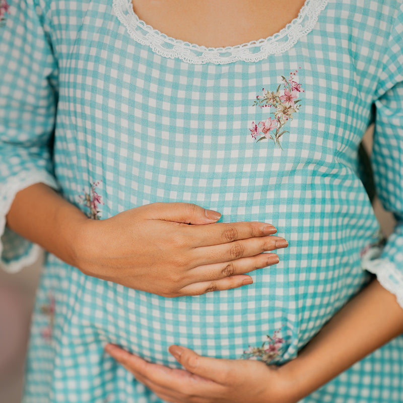 Organic Mul Eyes Blue Printed Layered Dress