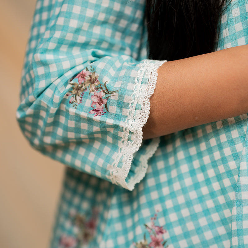 Organic Mul Eyes Blue Printed Layered Dress