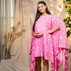 Organic Mul Taffy Pink Printed Layered Dress