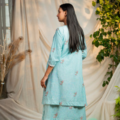 Organic Mul Eyes Blue Printed Layered Dress
